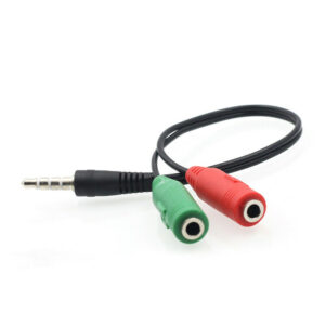 3.5mm Stereo Audio Male to 2 Female Headset Mic TRRS Y Splitter Cable Adapter