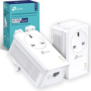 TP-LINK (TL-PA7017P KIT) AV1000 GB Powerline Adapter Kit, 1-Port, AC Pass Through