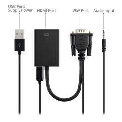 1080P VGA to HDMI HDTV HD Video +Audio R/L Converter Adapter Box For PC HDTV