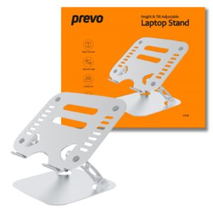 prevo Aluminium Alloy Laptop Stand, Fit Devices from 11 to 17 Inches, Non-Slip Silicone, Height and Angle Adjustable