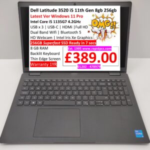 Dell Latitude 3520 i5 11th Gen 8gb 256gb Windows 11