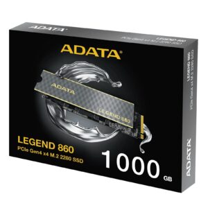 Adata Legend 860  1TB NVMe SSD, PCIe Gen4, M.2 Interface, 2280, Read 5000 MB/s, Write 3000 MB/s, Heatsink