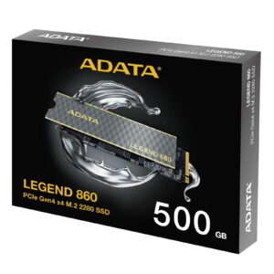 Adata Legend 860 500GB NVMe SSD, PCIe Gen4, M.2 Interface, 2280, Read 5000 MB/s, Write 3000 MB/s