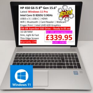 HP 450 G6 i5 8265U 16gb 256gb Windows 11
