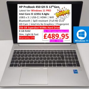 HP ProBook 450 G9 i5 1235U 8gb 256gb