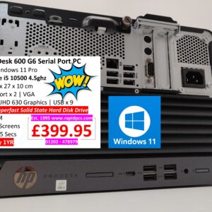 HP ProDesk 600 G6 i5 10500 8gb 256gb Serial Port PC Windows 11
