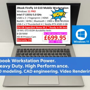 HP ZBook Firefly G10  i7 1355U 8gb 256gb windows 11