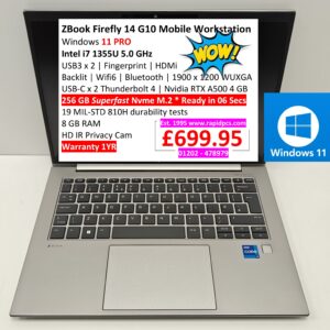 HP ZBook Firefly G10  i7 1355U 8gb 256gb windows 11