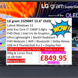 LG gram OLED 15Z90RT  i7 1360P 16gb 1tb