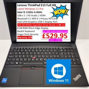 Lenovo ThinkPad E15 i5 1235U 8gb 256gb Windows 11