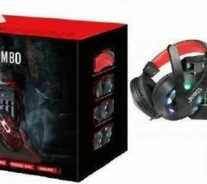 Jedel CP-04 Knights Templar Elite 4-in-1 Gaming Kit - Backlit RGB Keyboard, 1000 DPI RGB Mouse, 40mm Driver RGB Headset, XL Mouse Mat Damaged Box