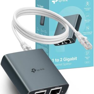 TP-Link EH210 Ethernet Splitter,1 to 2 Gigabit Network Switch,1000Mbps High-Speed Ethernet Switch,Plug and Play,LAN RJ45 Internet Splitter with Ethernet/USB Cable for Router,Laptop/PC,TV,Xbox