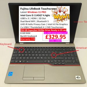 Touchscreen Fujitsu LifeBook U7511 i5 1145G7 8gb 256gb