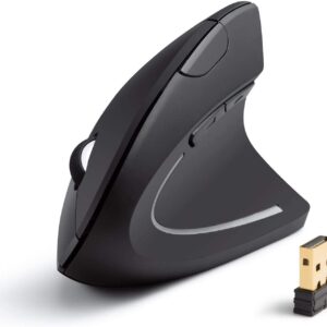 Anker 2.4G Wireless Vertical Ergonomic Optical Mouse, 800/1200 /1600 DPI, 5 Buttons for Laptop, Desktop, PC, Macbook - Black
