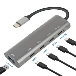 USB C/USB 3.0/Type C PD60W Multiport Adapter for Laptop Cellphone Tablet