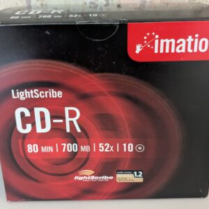 10 x Imation CD-R80 Lightscribe – CDR / 52x / 700MB / 80Mins