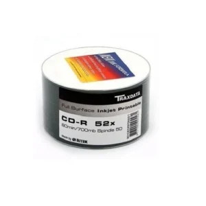 50 x Ritek Traxdata CD-R Full Face 52x 700MB Inkjet Printable Discs in Shrink