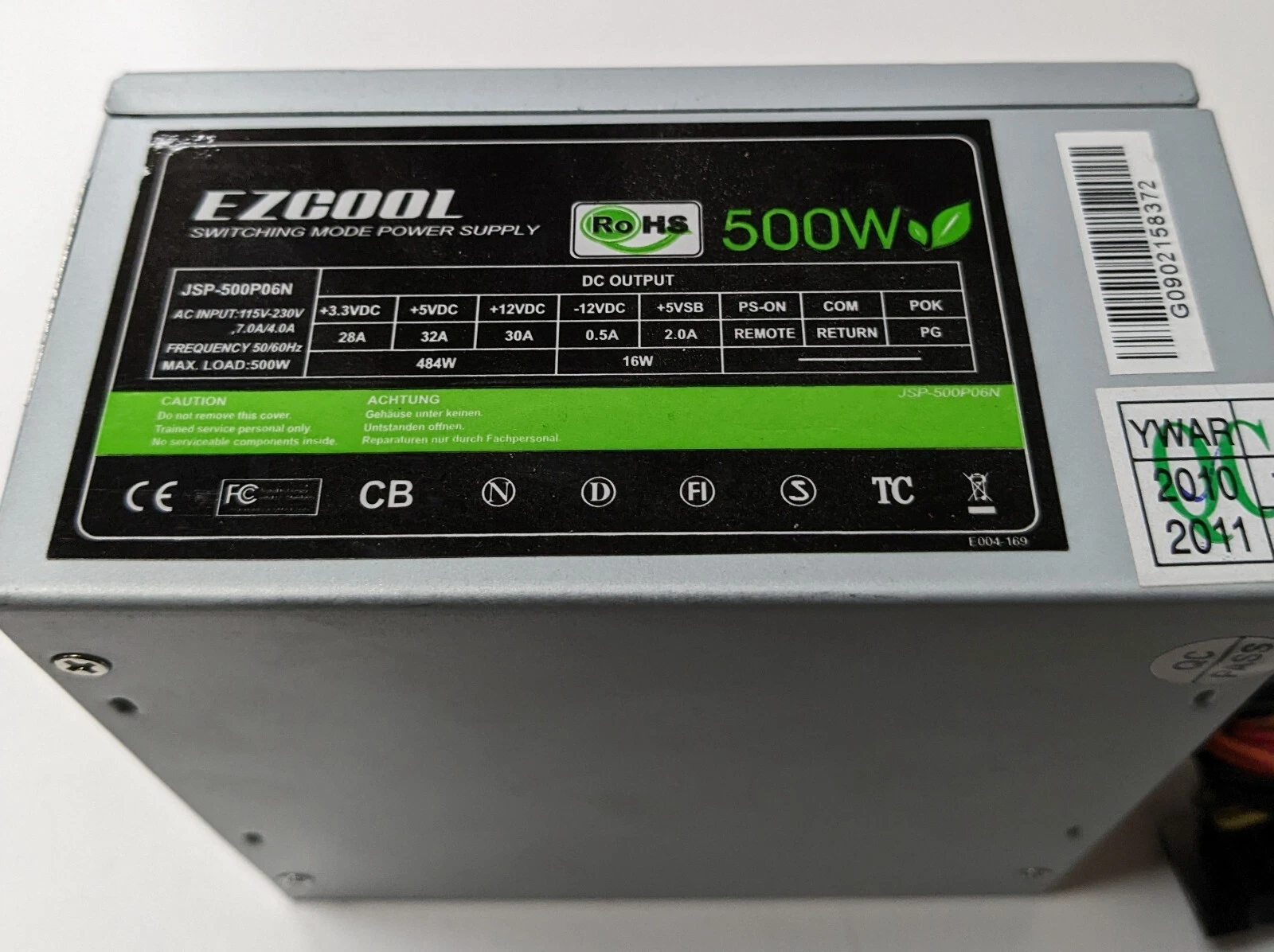 EZCOOL JSP-500P Power Supply PSU 500W - Image 2