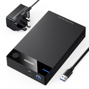 UGREEN Hard Drive Enclosure, SATA to USB 3.0 HDD Caddy for 2.5 3.5 inch SSD HDD Disk up to 22TB with DC Power Adapter, Tool-free Lay-Flat Hard Drive Docking Station for Windows Linux macOS, PS4, Xbox