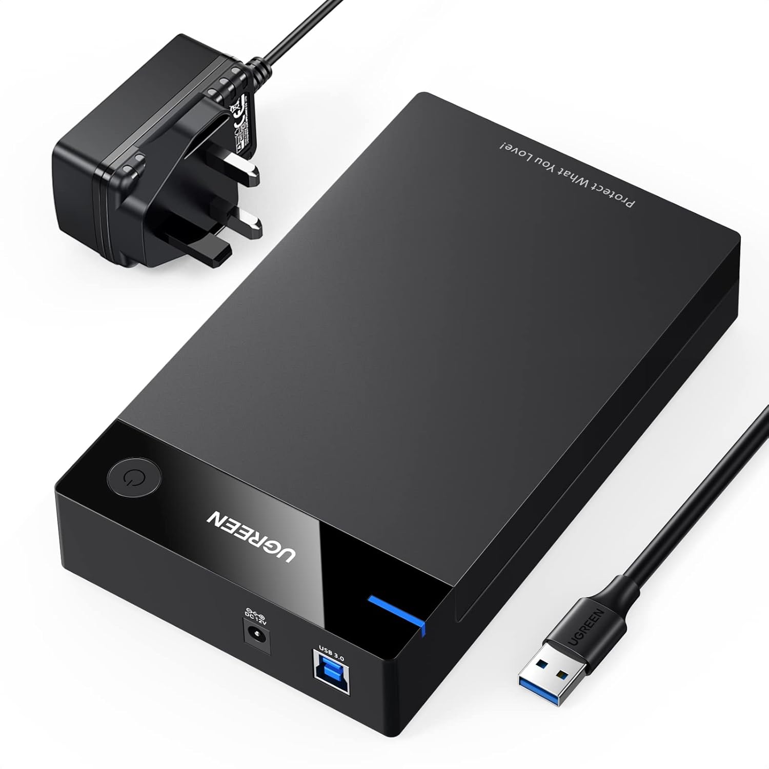 UGREEN Hard Drive Enclosure, SATA to USB 3.0 HDD Caddy for 2.5 3.5 inch SSD HDD Disk up to 22TB with DC Power Adapter, Tool-free Lay-Flat Hard Drive Docking Station for Windows Linux macOS, PS4, Xbox