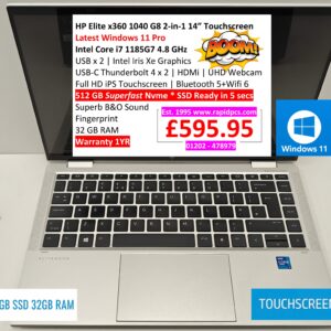 HP Elitebook x360 1040 G8 14” i7 1185G7 32gb 512gb