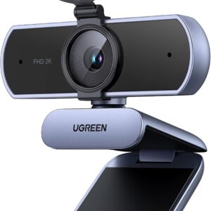 UGREEN 2K/30fps Webcam for PC, Automatic Light Correction, Webcam with Dual Microphones, Privacy Cover, Plug & Play, PC Camera for Mac, Laptop, Zoom, Skype, Streaming, Video Conferences