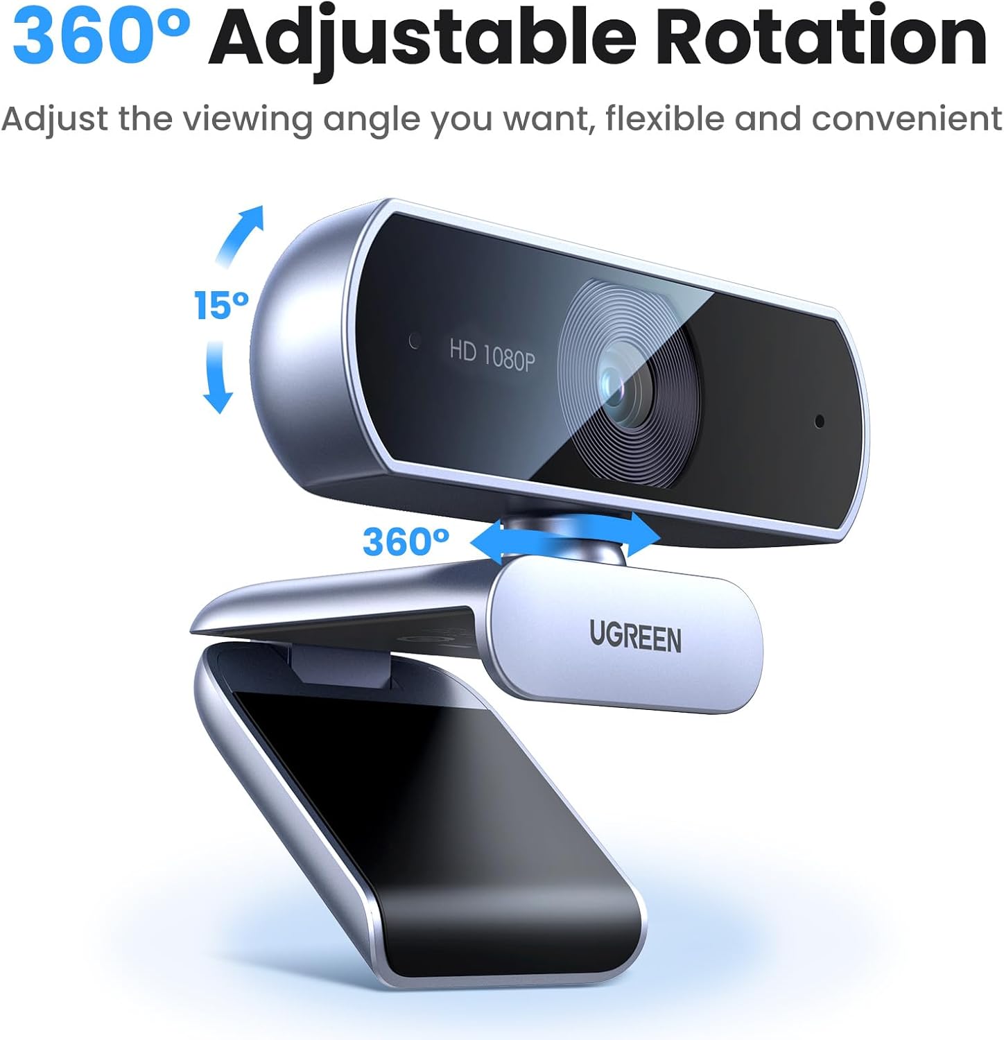 UGREEN Webcam for PC, Full HD 1080P/30fps Webcam for Laptop, Clear Stereo Audio Mics, Auto Light Correction, 85° View Web Cam USB Camera for Live Streaming, Video Calling, Conferences, Switch 2 - Image 4