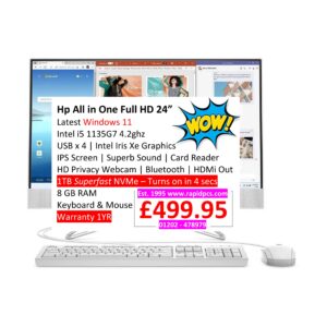 Hp All in One Full HD 24 inch i5 1135G7 8gb 1tb Aio