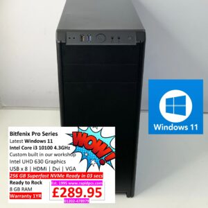 Bitfenix Pro Series i3 10100 8gb 256gb Windows 11