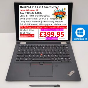 Lenovo ThinkPad Yoga X13 i7 10510U 16g 256g 2 in 1 Touchscreen Windows 11