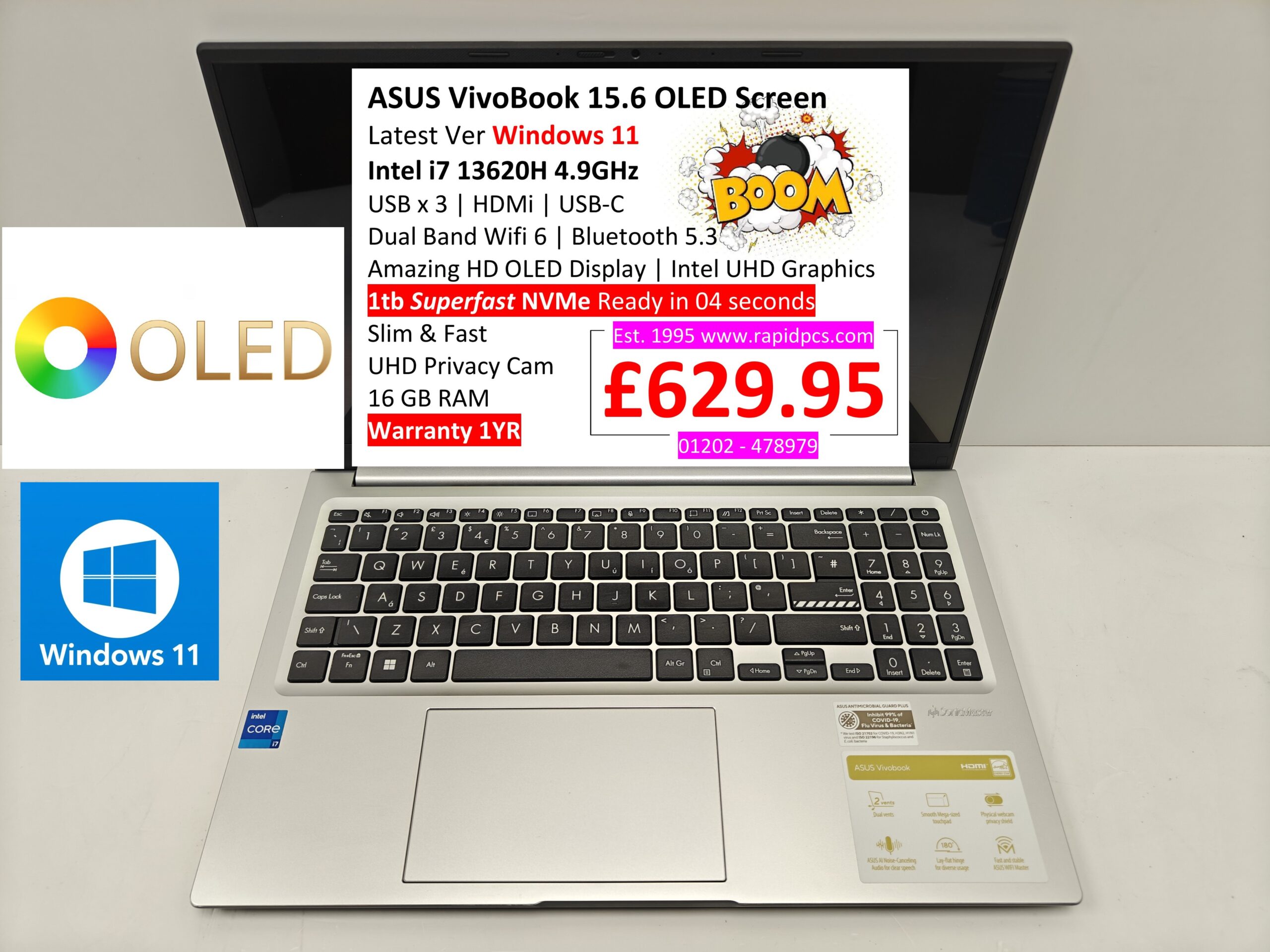 ASUS Laptop VivoBook X1505VA i7 13620H OLED 16gb 1tb