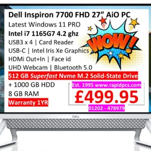 Dell Inspiron 7700 FHD aio i7 1165G7 8gb 512gb 1tb