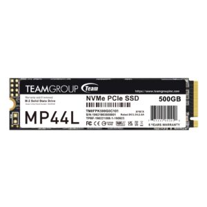 Team MP44L (TM8FPK500G0C101) 500GB NVMe SSD, PCIe Gen4, M.2 Interface, 2280, Read 5000 MB/s, Write 3700 MB/s