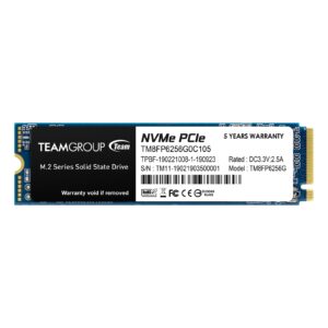 Team MP33 (TM8FP6256G0C101) 256GB NVMe M.2 Interface, PCIe Gen3, 2280, Read 1600MB/s, Write 1000MB/s