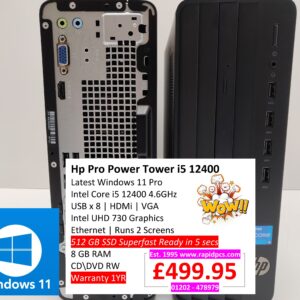 HP Pro Tower 290 G9 i5 12400 8gb 512gb