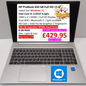 HP ProBook 650 G8 i5 1135g7 8gb 256gb Windows 11