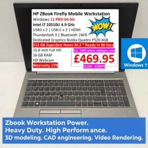 HP ZBook Firefly i7 10510U 16gb 512gb Windows 11