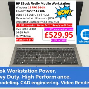 HP ZBook Firefly 15 G8 i7 1165G7 16gb 512gb windows 11