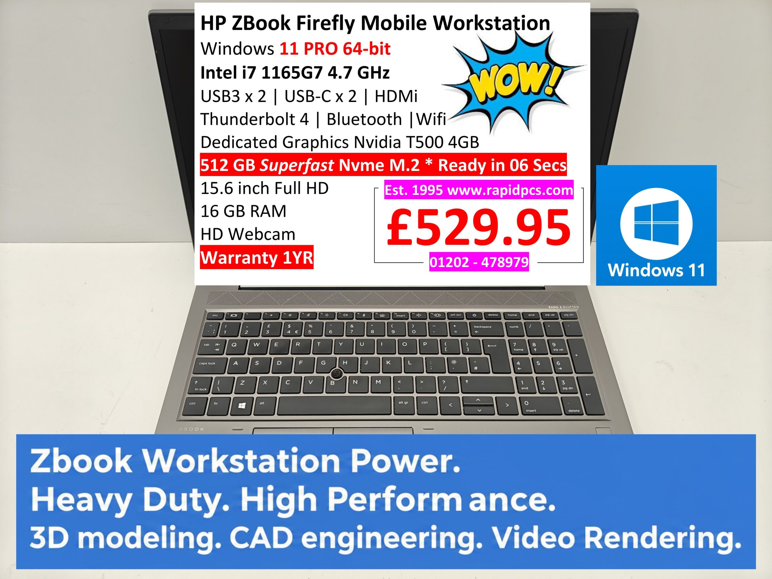 HP ZBook Firefly 15 G8 i7 1165G7 16gb 512gb windows 11