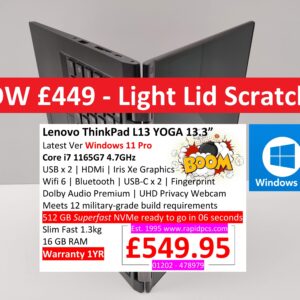 Lenovo ThinkPad L13 13.3 YOGA i7 1165G7 16gb 512gb Touchscreen Windows 11