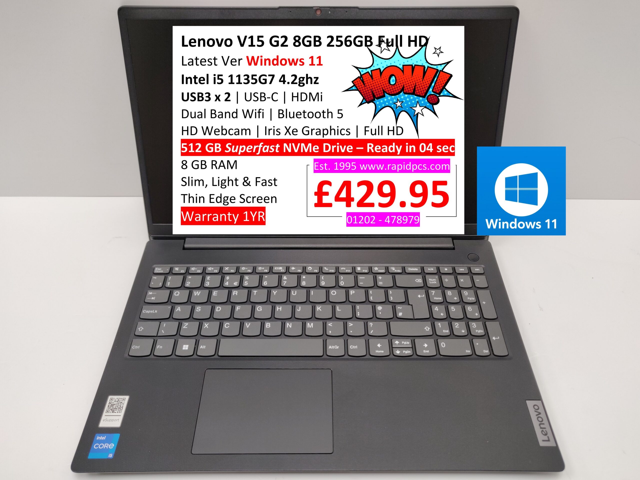 Lenovo V15 G2 i5 1135G7 8GB 512GB Full HD Windows 11