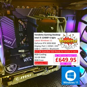 Vendetta Gaming i5 12400 16gb 512gb RTX 3050
